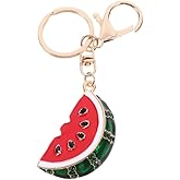 ARFUKA Sparkling Crystal Rhinestone Keychain Key Ring Watermelon Design Car Keyring Jewelry for Women Men, Bag Purse Charm Accessory