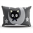 KEIBIKE Pillow Case Cute Cartoon Chococat Kawaii Black Cat Baby on the Moon Personalized Rectangle Pillowcases Plush Decorative Grey Throw Pillow Covers Cases King 20x36 Inches