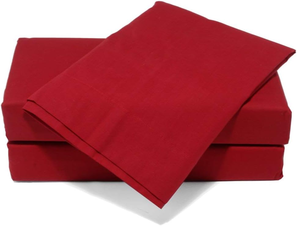 Rohi Bedding Fitted Sheet & Pillowcase Set โ 16โ/40cm Deep Pocket Percale Polycotton Bed Sheets Double, Breathable, Extra Soft and Comfortable - Double, Red