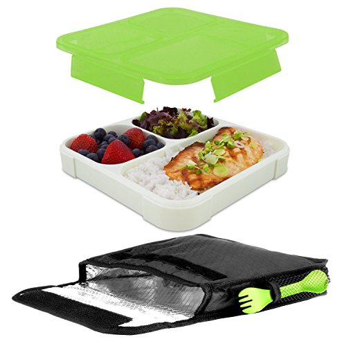 Smart Planet Ultrathin Lunchbook With Insulated Carrying Case, 24 Oz, Green