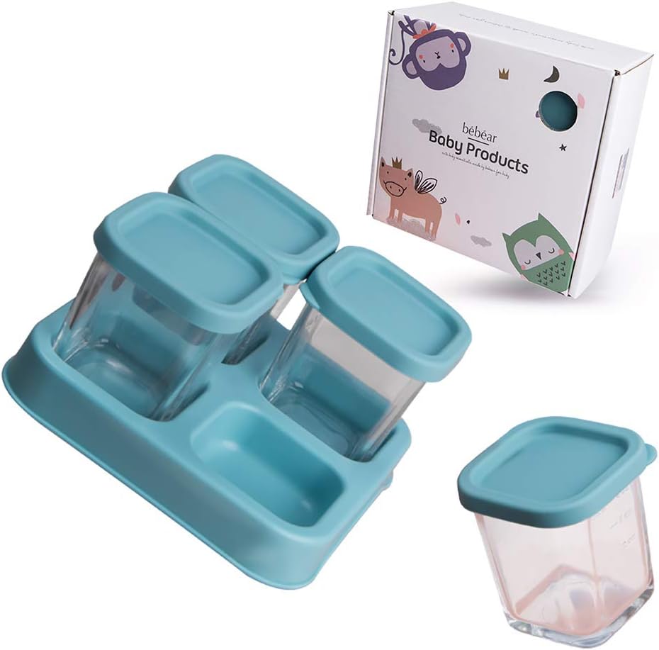Bebamour Food Storage Containers with Lids for Baby 4 Month+ Portable
