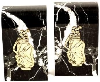 Marble &amp; Brass Golf Bookends