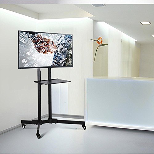 go2buy Mobile TV Cart Mount Stand for 32 to 65 Inch LED LCD Plasma Flat Screen Panels with Storage Shelves on Wheels