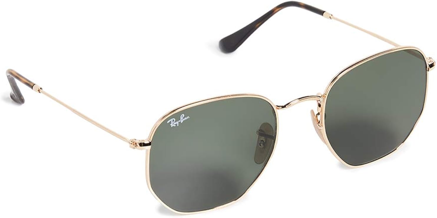 Amazon.com: Ray-Ban Women's RB3548N Hexagonal Sunglasses, Gold/Green, One Size: Clothing