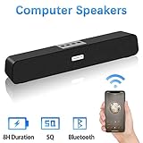Computer Speakers, Bluetooth Speakers Computer Sound Bar, USB Powered Multifunctional Home Theater Desktop Soundbar Speaker with 10W Dual-Driver Stereo Sound, Rich Bass, 3 ft Bluetooth Range