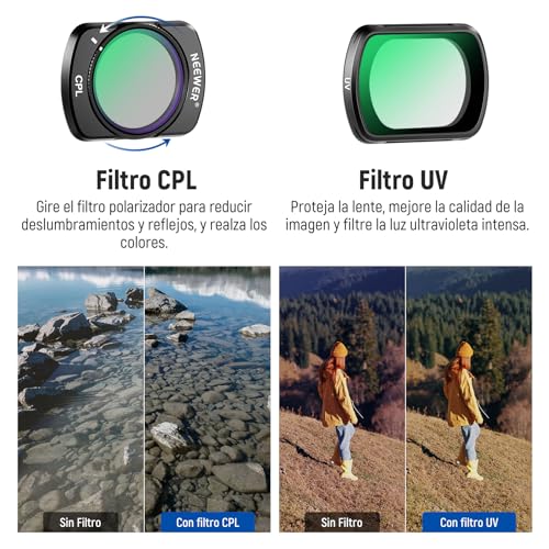 NEEWER Juego de filtros magnéticos ND/CPL Compatible con dji OSMO Pocket 4 y Pocket 3 / Xtra Muse cámara de acción, Paquete de 6 filtros UV CPL ND16/PL ND32/PL ND64/PL ND256/PL