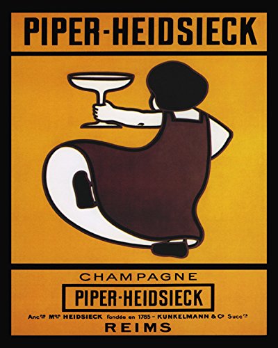 16" X 20" Champagne Piper Heidsieck Reims Girl France French Wine Bar Vintage Poster Repro on Matte Paper Standard Image Size for Framing