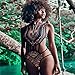 Letiane Women's African Tribal Print Bikini High Cut Monokini One Piece Swimsuit Backless Swimwear (XL, Black)