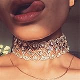 Bingirl Luxury Crystal Rhinestone Choker Necklace Collares Fashion Punk Wide Statement Necklace