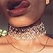 Bingirl Luxury Crystal Rhinestone Choker Necklace Collares Fashion Punk Wide Statement Necklace (Silver)