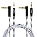 CableCreation Auxiliary Cable [2-Pack, 1.5 Feet] Right Angle 3.5mm Male to Male Aux Cable with 24K Gold Plated & Soft Cotton Braided - for All Standard 3.5mm Audio Port