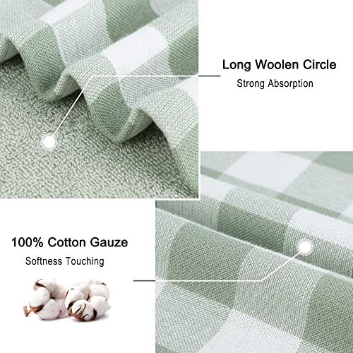 PiccoCasa 100 Cotton Terry Kitchen Towels Set of 6 Plaid Pattern (13 x