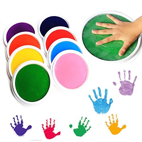 Holoras Ink Stamp Pads for Kids, 8 Colors Washable Craft Fingerprint Ink Pad Kit for Children DIY Painting