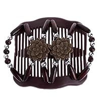 Susada Magic Wood Beads Double Hair Comb Clip Stretchy Women Hair Accessories(Coffee)