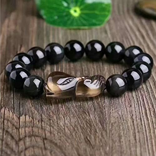 Obsidian Bracelet Natural Crystal Stretch Healing Reiki Yoga Crystal Therapy Fox Bracelets Make Money Men and Women Bracelets