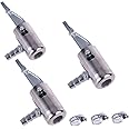 YehVeh 3 Pack 1/4" Locking on Air Chuck Compressor Tire Inflator Adapter Tyre Quick Lock Connect Wheel Valve Hose End Repair with Barb Clip Clamp Connector Pump Thread Nozzle for Bike Car Auto