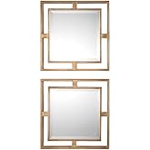 Uttermost Allick Antiqued Gold Leaf 18" Square Wall Mirror Set of 2