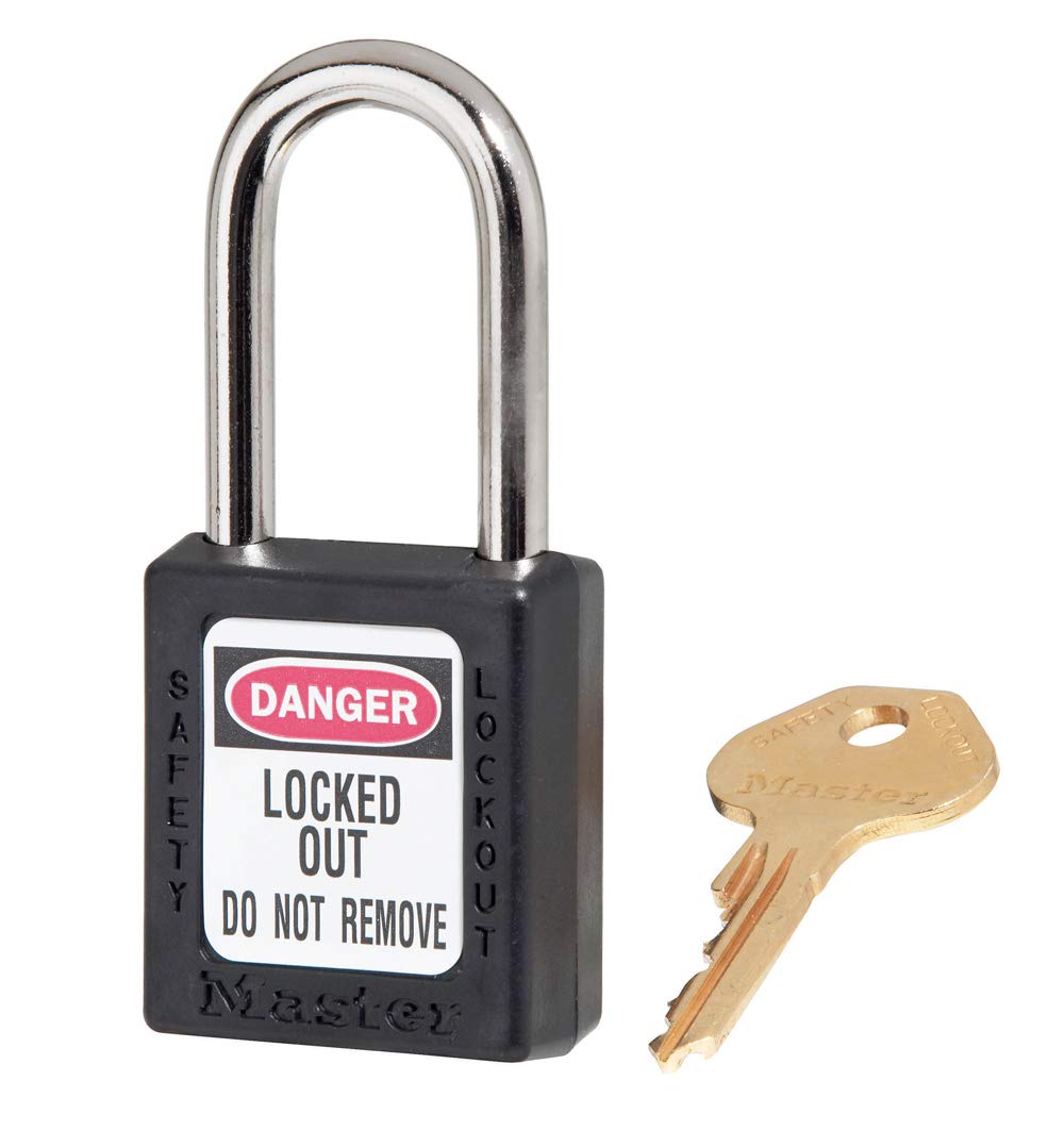 Caledonia Signs 53322 Safety Lockout Padlock, Keyed Different, Black