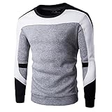 Mens Shirt,Haoricu 2017 Clearance Man's Fashion Round Neck Patchwork Slim Fit Sweaters Casual Boys Tops Blouse (M, Gray ❤️)