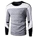 Mens Shirt,Haoricu 2017 Clearance Man's Fashion Round Neck Patchwork Slim Fit Sweaters Casual Boys Tops Blouse (M, Gray ❤️)