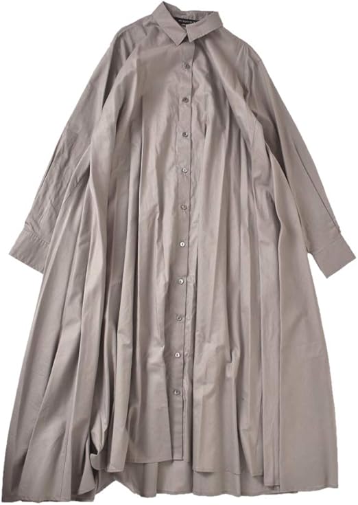 Amazon Co Jp ミズイロインド Mizuiro Ind コットンフレアロングシャツワンピース F グレー Col 91 1 F 91 服 ファッション小物