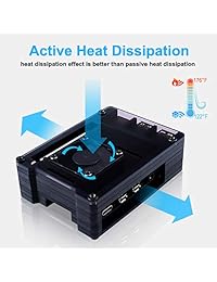 Smraza - Carcasa para Raspberry Pi 4, carcasa de acrílico con ventilador de refrigeración de 1.378 x 1.378 in, 4 disipadores de calor, fuente de alimentación USB-C de 5 V 3 A para Raspberry Pi 4 modelo B (actualización, ventilador grande y disipadores de