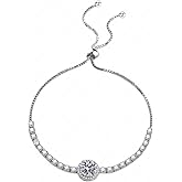 Silver Plated CZ Bracelet for Women, Adjustable Slider Chain Bracelet, Minimalist Sparkle Jewelry for Everyday Wear, Lightweight Hypoallergenic Gift