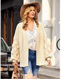 YeMgSiP - Chaqueta de punto para mujer con pompón grueso y manga grande
