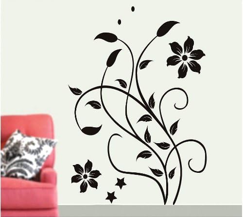 Wallmates Home Decor Mural Vinyl Wall Sticker Abstract Floral Vine Black Kids Nursery Room Wall Art Decal Paper