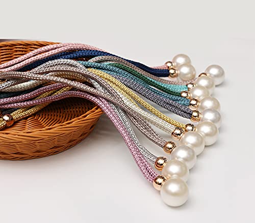 Zurci Elegant Pearl Ball Curtain Tiebacks - 2 Pack of Double Color Rope Holders for Drapes - Modern and Elegant Decor (Color1, 2)