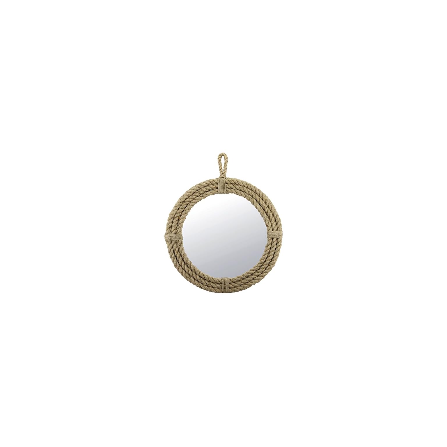 Stonebriar SB5389A Small Round Wrapped Rope Mirror with Hanging Loop