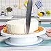 Fixget 10.8'' Cake Decorating Turntable, Rotating Cake Stand Decorating Turntable Supplies with 3 Pcs Decorating Comb/Icing Smoother + 2 Pcs Icing Spatulas with Sided & Angled