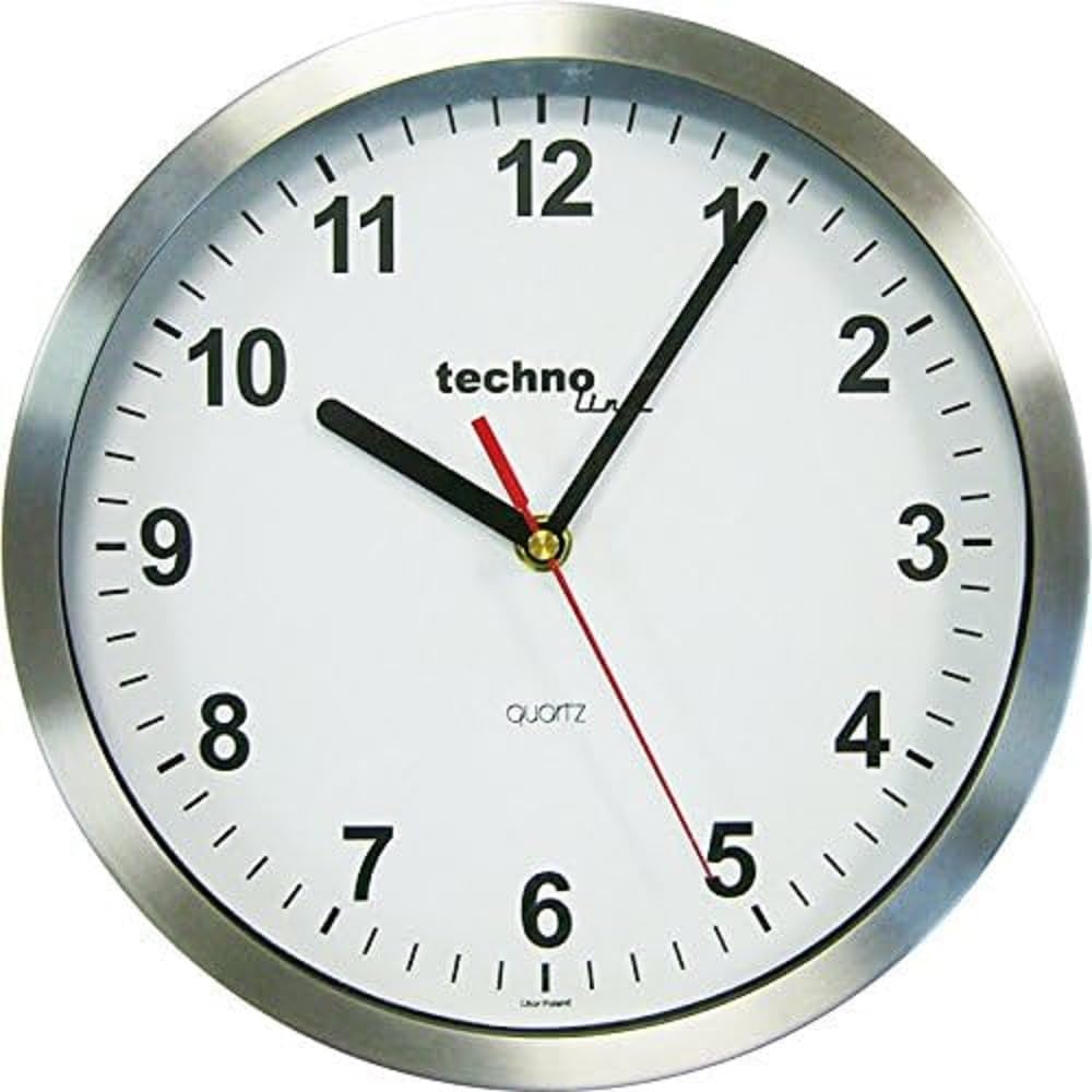 techno line WT 7650 Wall Clock, Metal, Silver