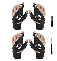 XIANGZHU 2 Pairs Flashlight LED Gloves, Fingerless