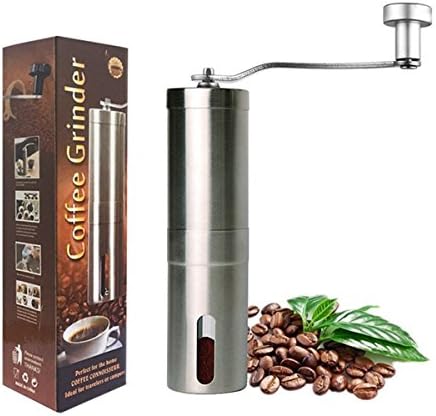 Manual Coffee Grinder, UMWON Hand Held Adjustable Burr Grinder Ceramic Coffee Press Mill Grinders Stainless Steel Body Bean Machine for Aeropress, Turkish Beans, Espresso, French Press, Herbs, Pepper