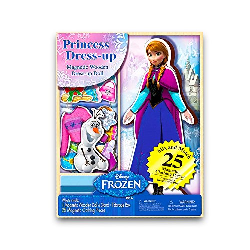 Disney Frozen Elsa and Anna Collection -- Set of Two 25-Piece Wooden Magnetic Doll Dress-Up Kits (Elsa & Anna Combo)