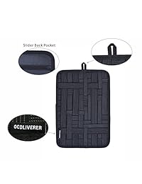 OCDLIVERER   Organizador de electrónica con rejilla de rejilla, 11.8 x 7.9 in, con elástico mejorado para organizador de mochila, organizador de escritorio de TI, organizador de equipaje de viaje con bolsillo trasero deslizante (tamaño mediano, negro)