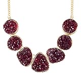Jane Stone Purple Drusy Necklace Statement Necklace Bib Necklace Chunky Necklace(Fn0833-Purple)