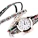 Hunputa® 2016 New Watches Women Flower Popular Quartz Watch Luxury Bracelet Women Dress Lady Gift Flower Gemstone Wristwatch (Black)