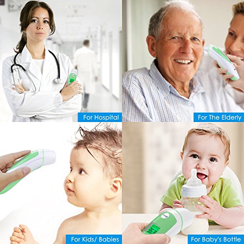 Clinical Ear and Forehead Thermometer - Dual Mode Infrared with Fever Warning Backlight, For Adults, Children, and Infants - FDA Approved