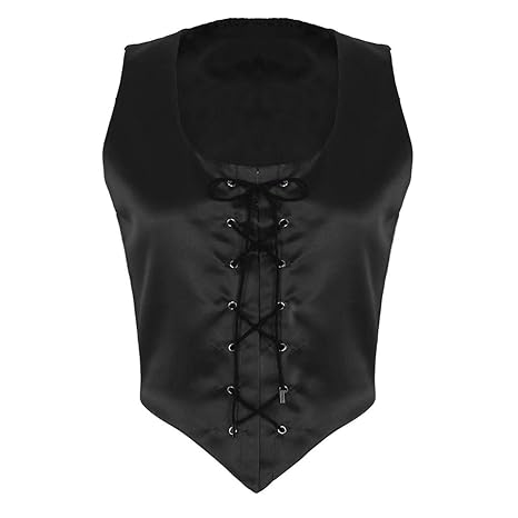 Tiaobug Damen Weste für Mittelalterkleid Korsagekleid Steampunk Gothic Kostüm Mistress Rotkäppchen Hexenkostüm Teufelchen Hal
