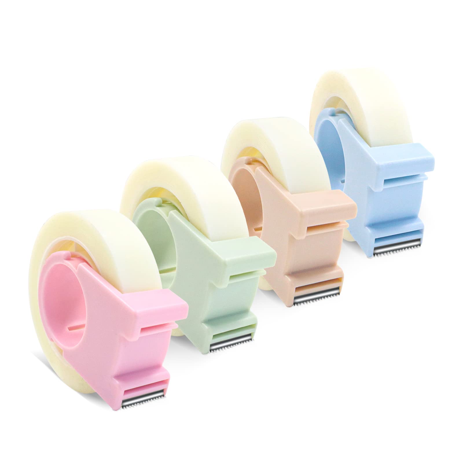 4 Pack Invisible Tape with Mini Dispenser Set 1/2 Inch Magic Tape Writable Transparent Tape Portable Repairing for Office School Home (4)