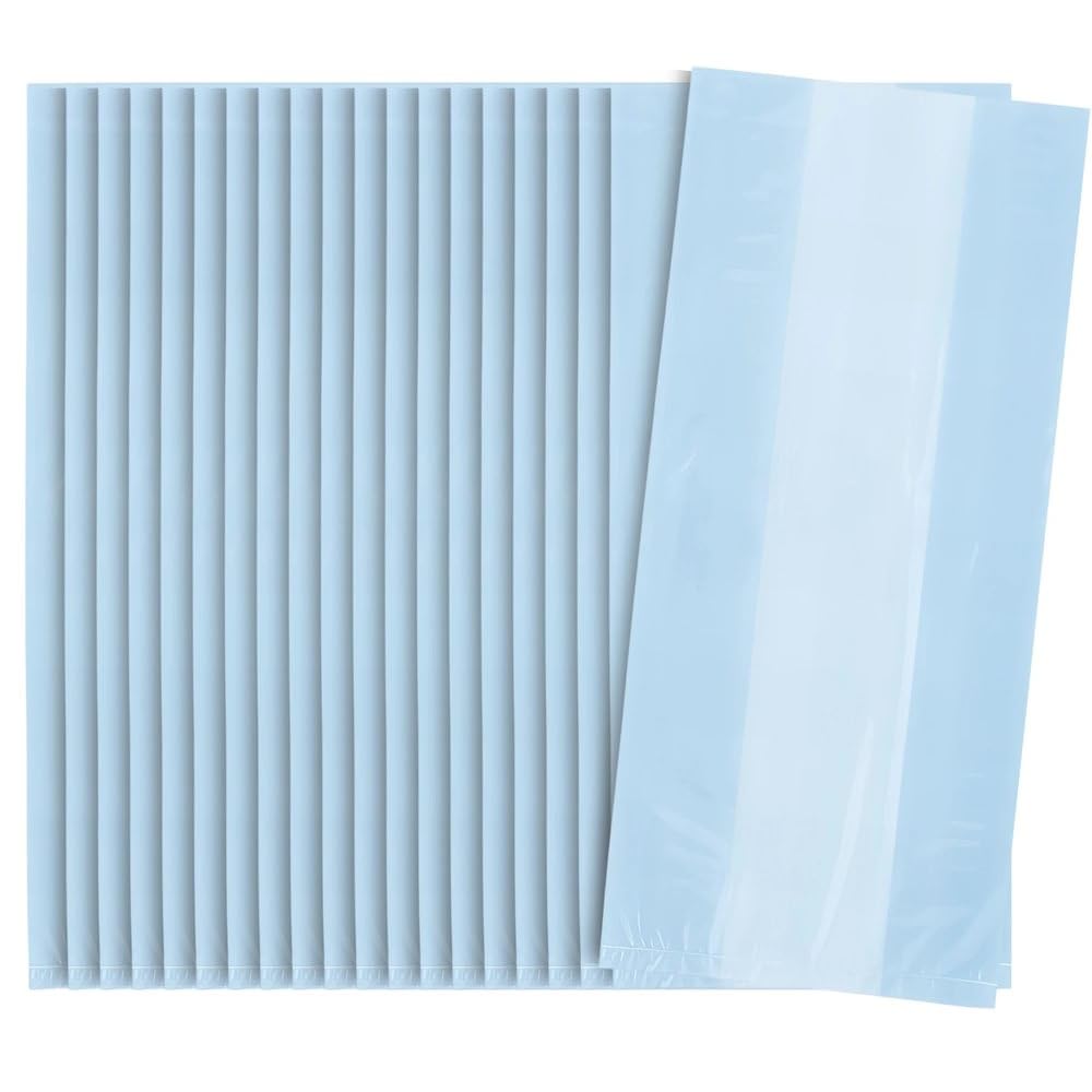 Photo 1 of Baby Blue Cellophane Party Favor Plastic Bags - 11.5" x 5" (30 Ct) | Perfect for Gifts, Candy, Treats