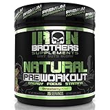 Natural Pre Workout -Energy Powder -Fat Burner - Nitric Oxide Supplement for Men & Women - Creatine Free - 25 Servings - Beta Alanine - Naturally Sweetened - Fruit Flavor Drink to Boost Focus & Muscle