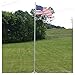 US Flag Store Heavy Duty 20ft Residential Flagpole | Made in the USA | Aluminum Finish | Complete Kit with Gold Ball Topper, Nylon Rope, and Ground Sleeve