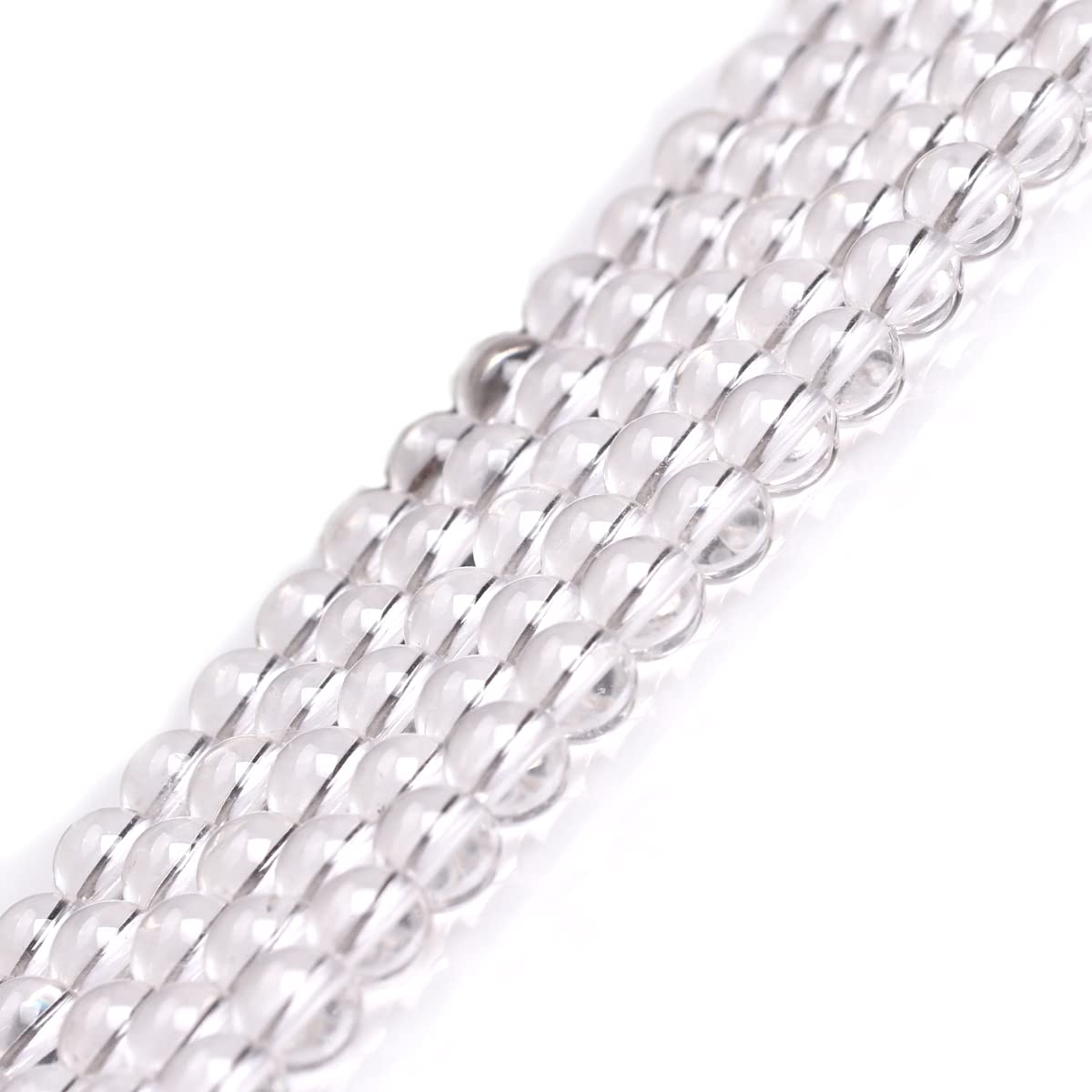 GEM-Inside Natural 6mm White Clear Rock Quartz Crystal Round Gemstone Semi Precious Loose Beads for Jewellery Making 15''