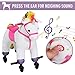 Qaba Walking Unicorn Horse Toy with Wheels and Sound for Kids, Plush Ride-On Battery Operated, White