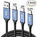 Alyee USB Type C Cable, USB 3.0 4A Fast Charge (0.4ft 4ft 6ft) 3 Pack Nylon Braided Charger Cords for Samsung Galaxy S8 S9 Note 8 9, LG G5 G6 V20 V30, Google Pixel 2 XL, Navy Blue