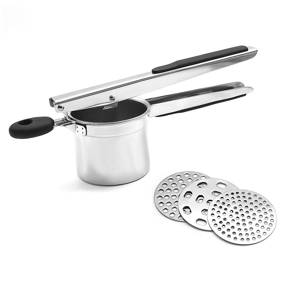 Stainless Steel Potato Ricer and Masher with 3 Interchangeable Disc&Vegetables Masher