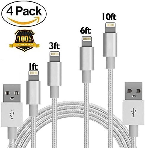 MoonKong iPhone Cable Charger MFi Certified 4Packs [1FT 3FT 6FT 10FT] to USB Charging &amp; Syncing charger cord Nylon Braided with iPhone X/8/7/Plus/6/6S/5/5C/5S